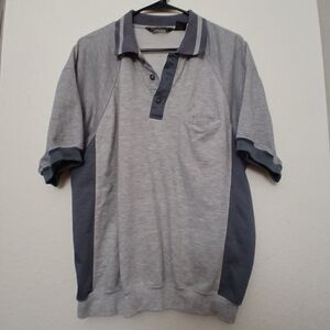 VTG David Taylor Cotton Polyester Blend Banded Gray Golf Polo Shirt-Men's L
